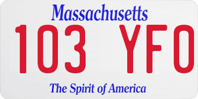 MA license plate 103YF0