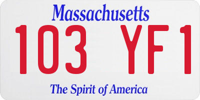 MA license plate 103YF1