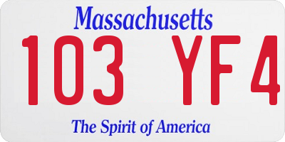 MA license plate 103YF4