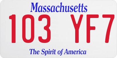 MA license plate 103YF7