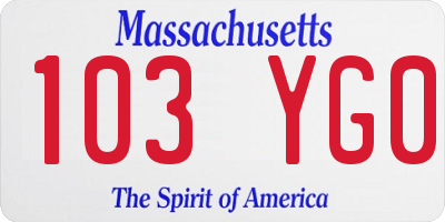 MA license plate 103YG0