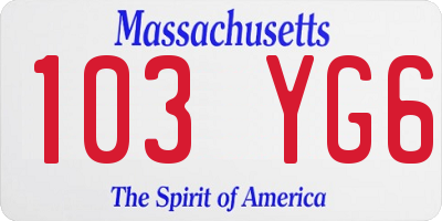 MA license plate 103YG6