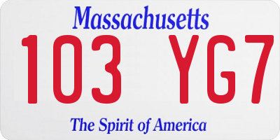 MA license plate 103YG7