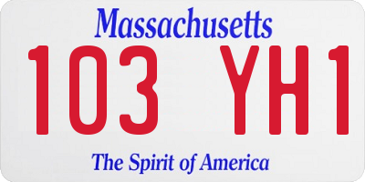 MA license plate 103YH1