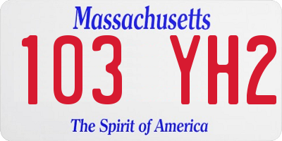 MA license plate 103YH2