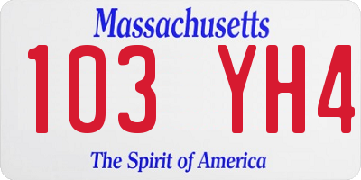 MA license plate 103YH4