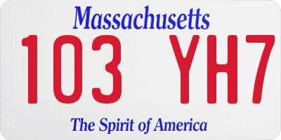 MA license plate 103YH7