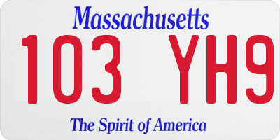 MA license plate 103YH9