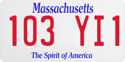 MA license plate 103YI1
