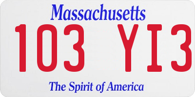 MA license plate 103YI3