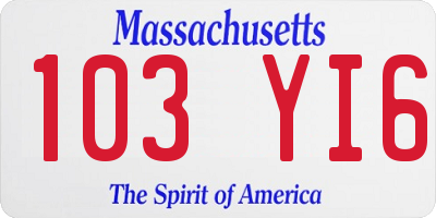 MA license plate 103YI6