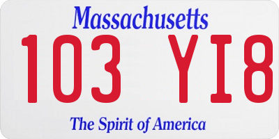 MA license plate 103YI8