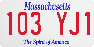 MA license plate 103YJ1