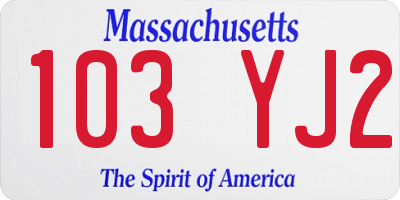 MA license plate 103YJ2