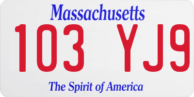 MA license plate 103YJ9