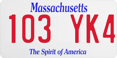 MA license plate 103YK4