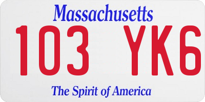 MA license plate 103YK6