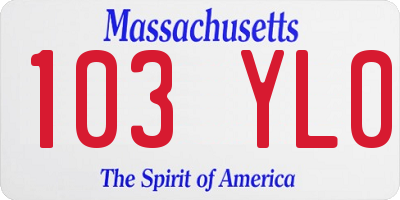 MA license plate 103YL0