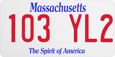 MA license plate 103YL2
