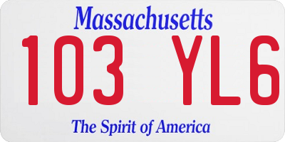 MA license plate 103YL6