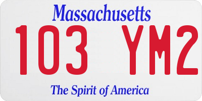 MA license plate 103YM2