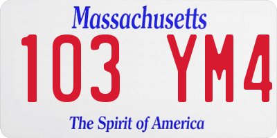 MA license plate 103YM4
