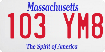 MA license plate 103YM8
