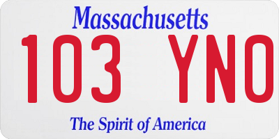 MA license plate 103YN0
