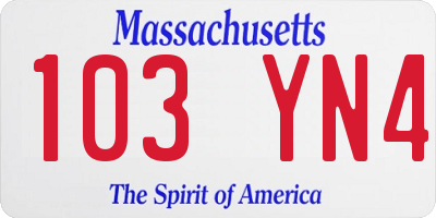 MA license plate 103YN4