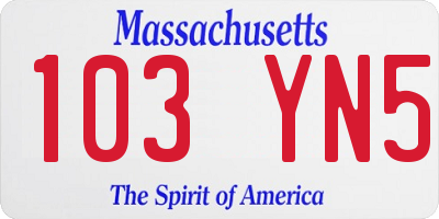 MA license plate 103YN5