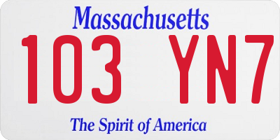 MA license plate 103YN7