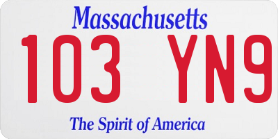 MA license plate 103YN9