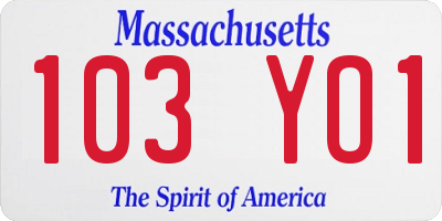 MA license plate 103YO1