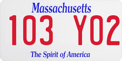 MA license plate 103YO2