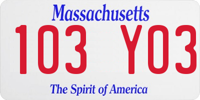 MA license plate 103YO3