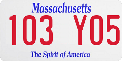 MA license plate 103YO5