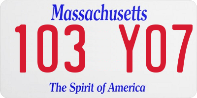 MA license plate 103YO7