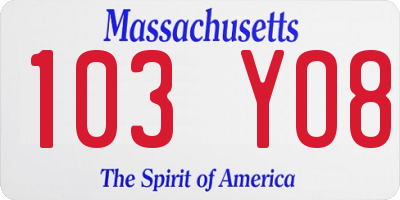 MA license plate 103YO8