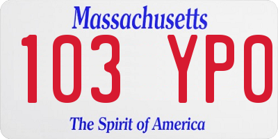 MA license plate 103YP0