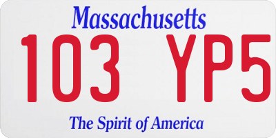 MA license plate 103YP5