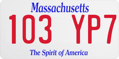 MA license plate 103YP7