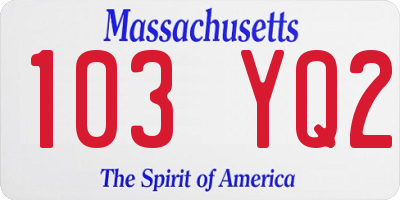 MA license plate 103YQ2