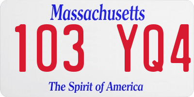 MA license plate 103YQ4