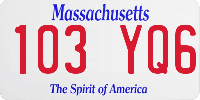MA license plate 103YQ6