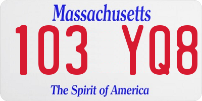 MA license plate 103YQ8