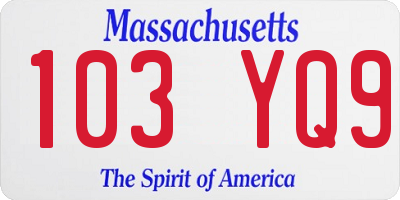 MA license plate 103YQ9
