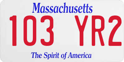 MA license plate 103YR2