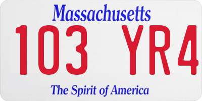 MA license plate 103YR4
