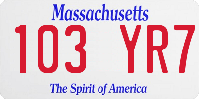 MA license plate 103YR7