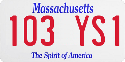 MA license plate 103YS1